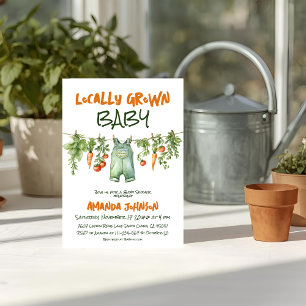 Lokalt Odla Rustika Kläderlinje Baby Shower Inbjudningar