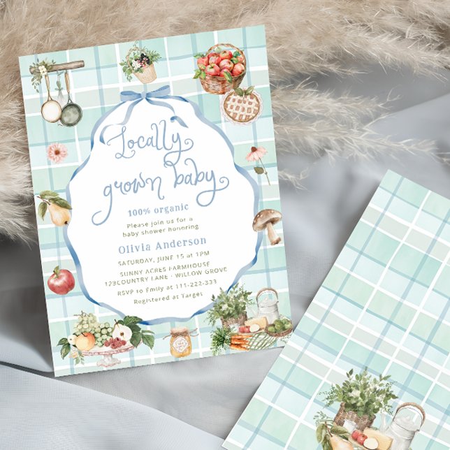 Lokalt odlad Baby-bonde Market Boy Shower Inbjudningar (Skapare uppladdad)