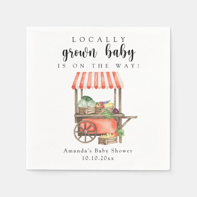 Lokalt odlad Baby-bondgårdar marknadsför babyskor Pappersservett (Framsidan)