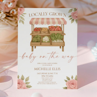 Lokalt odlad Baby-jordbrukarens babyskor på markna Inbjudningar