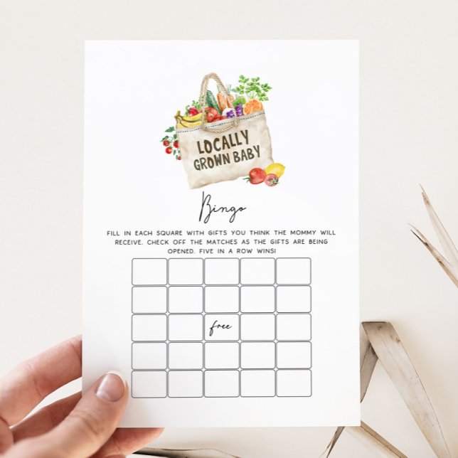 Lokalt Odlad Baby Shower Bingo Spel (Locally Grown Baby Shower Game)