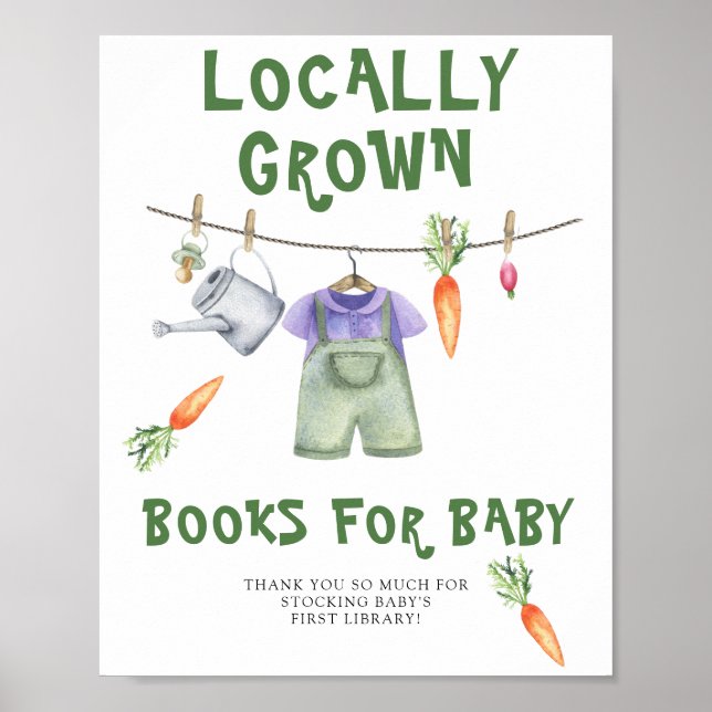 Lokalt odlad baby shower - böcker för bebis poster (Framsidan)