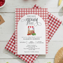 Lokalt Odlad Baby Shower Gårdsfräsch Röd Gingham