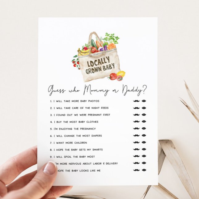 Lokalt Odlad Baby Shower Gissa Vem Spelet (Locally Grown Baby Shower Game)