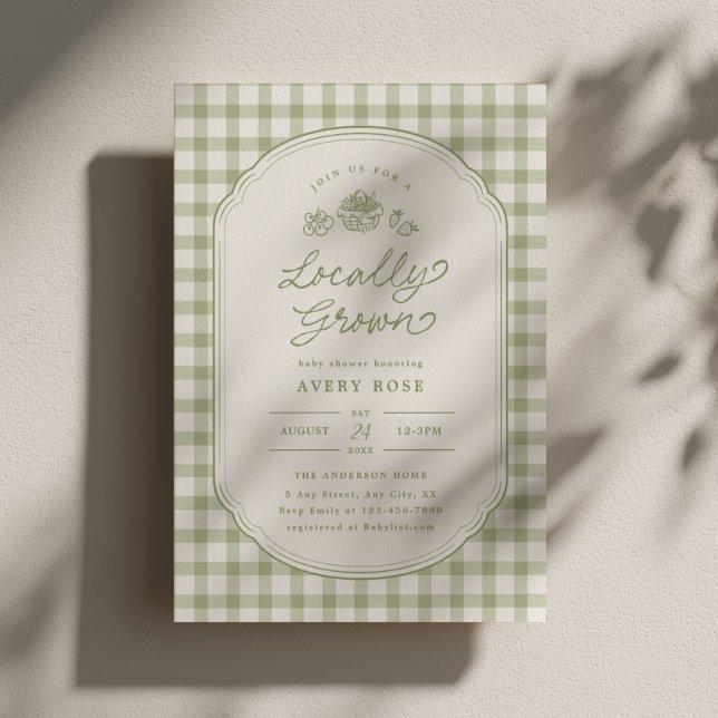 Lokalt Odlad Baby Shower Inbjudan Lantmarknad (Skapare uppladdad)