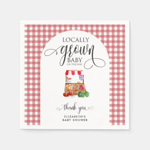 Lokalt Odlad Baby Shower Morötter Gingham Pappersservett