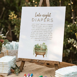 Lokalt Odlad Baby Shower Nattlig Blöja Poster