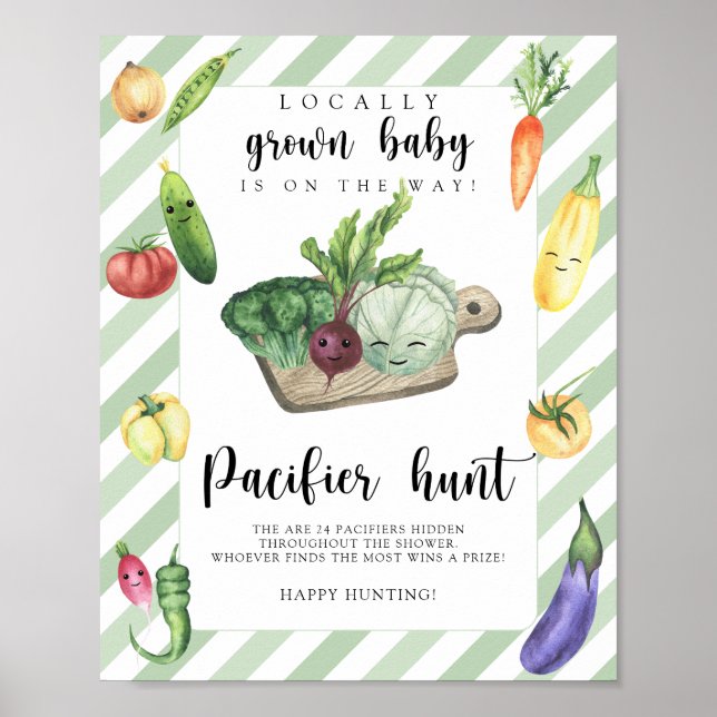 lokalt odlad baby shower - pacifierjakt spel poster (Framsidan)