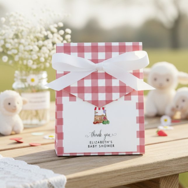 Lokalt Odlad Baby Shower Röd Rutig Tack Presentaskar (Skapare uppladdad)