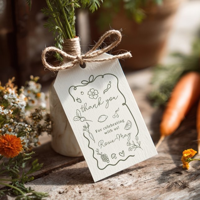 Lokalt Odlad Baby Shower Rustik Bondemarknad Presentetikett (Locally Grown Baby Shower Rustic Farmer’s Market Gift Tags)