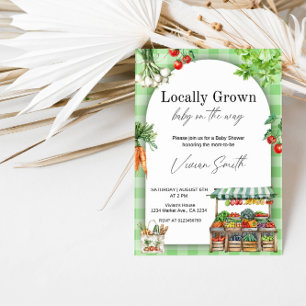 Lokalt Odlad Baby Shower – Söt Farm-to-Bord Inbjudningar