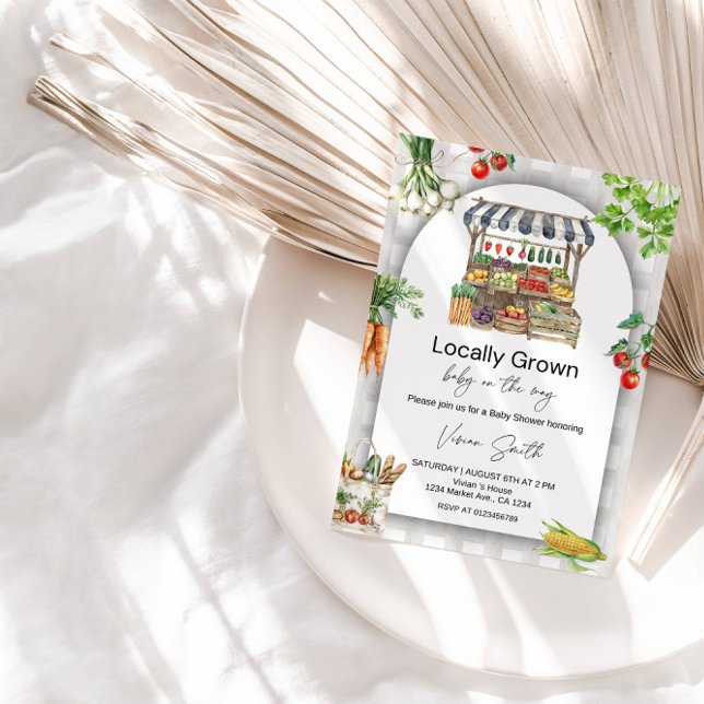 Lokalt Odlad Baby Shower – Söt Farm-to-Table Inbjudningar (Skapare uppladdad)