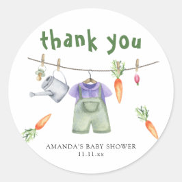 Lokalt odlad baby shower tack runt klistermärke