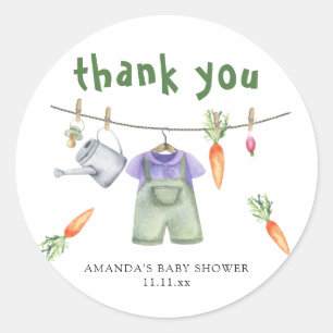 Lokalt odlad baby shower tack runt klistermärke