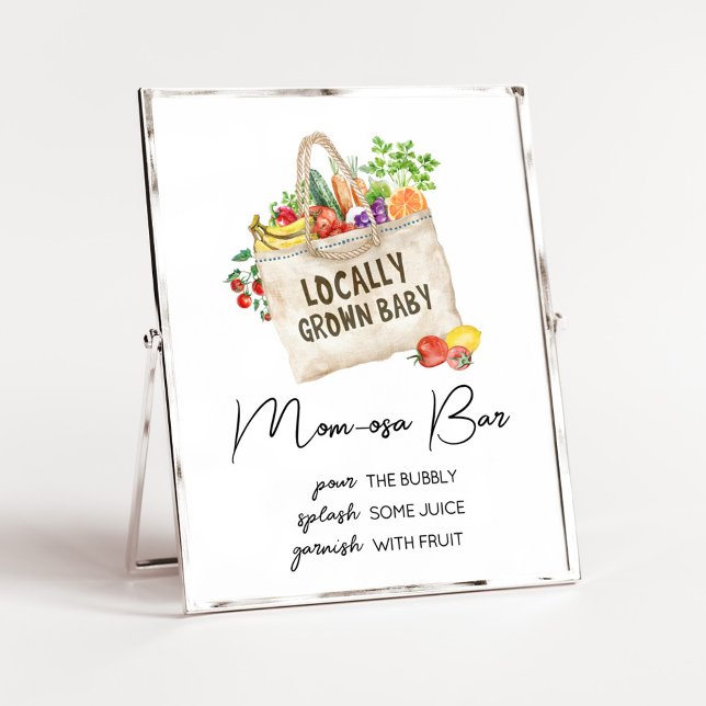 Lokalt odlad babyåkare Mamma Osa Pub SIgn Poster (Farmers Locally Grown Baby Shower Sign)