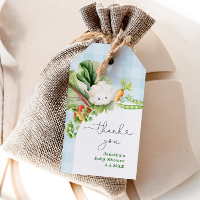 Lokalt odlad babydusch blå tack för märkrn presentetikett (Skapare uppladdad)