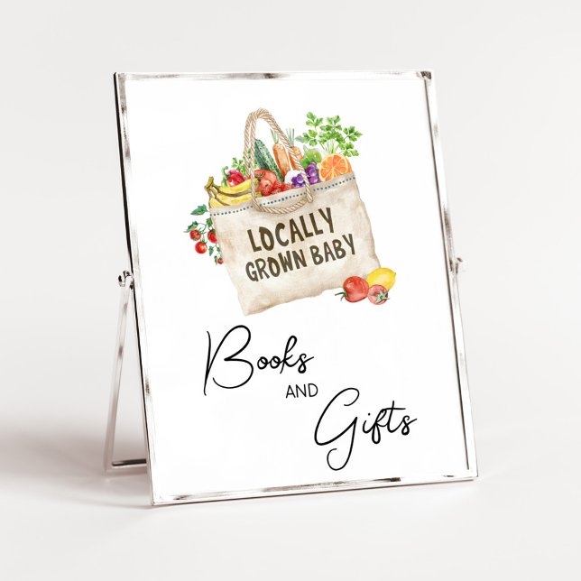 Lokalt odlad babyskylt för Bokar och gåvor Poster (Farmers Locally Grown Baby Shower Sign)