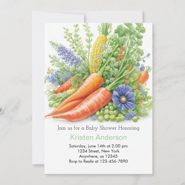 Lokalt odlad babystödraster för huvudkål inbjudningar (Framsida)