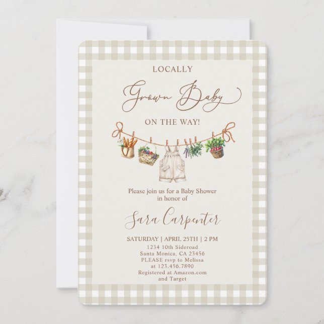 Lokalt odlad babyvisningsprogram inbjudningar (Framsida)