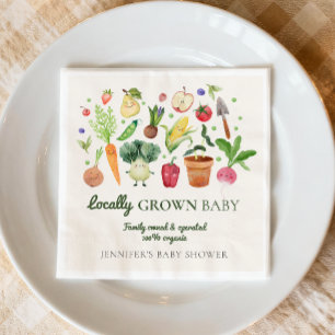 Lokalt Odlad Barnbondemarknad Par Babyshower Pappersservett