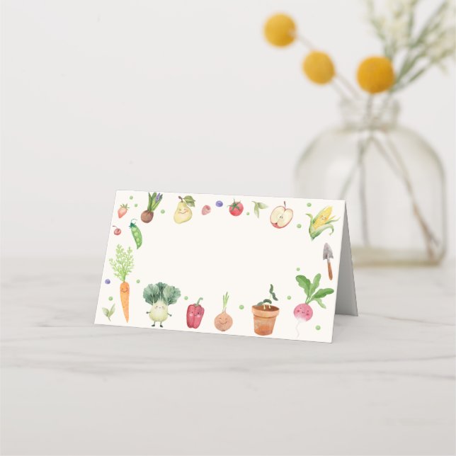 Lokalt Odlad Barnbondemarknad Par Babyshower Placeringskort (Framsida)