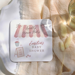Lokalt Odlad Barnbondens Marknad Baby Shower Underlägg Papper Kvadrat