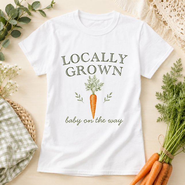 Lokalt Odlad Bebis Karot Graviditetsannonsering T Shirt (Skapare uppladdad)