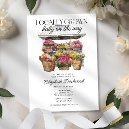 Lokalt odlad Blommigt Shop Baby Shower Inbjudningar