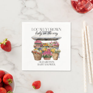 Lokalt odlad Blommigt Shop Baby Shower Pappersservett