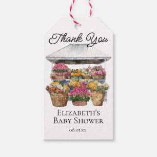 Lokalt odlad Blommigt Shop Baby Shower Presentetikett