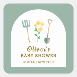 Lokalt odlad Boho-Blommigt  babyvisningsprogram Fyrkantigt Klistermärke