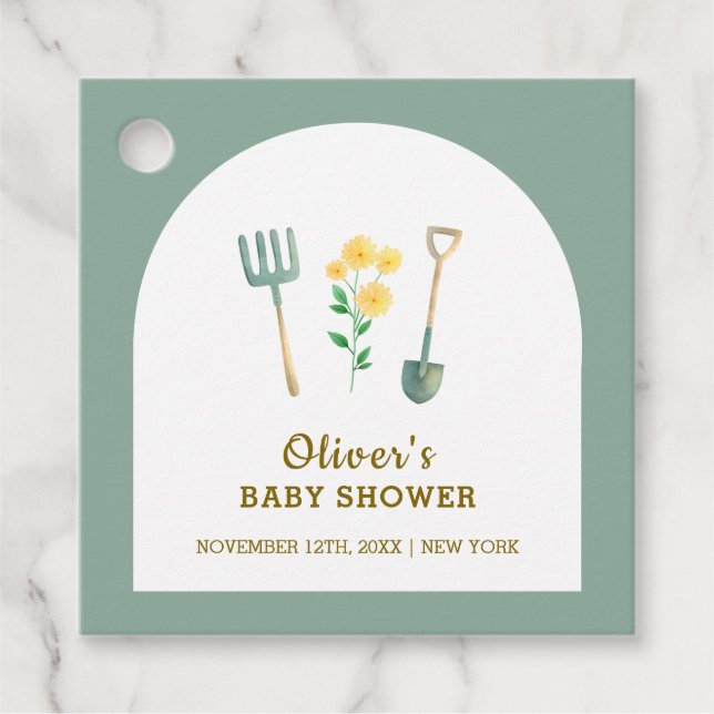 Lokalt odlad Boho-Blommigt  babyvisningsprogram Gåvor Etiketter (Framsida)