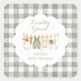 Lokalt odlad bondemarknad Baby Shower Fyrkantigt Klistermärke