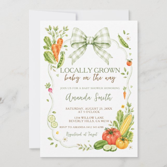 Lokalt Odlad Bondemarknad Baby Shower Inbjudningar (Framsida)