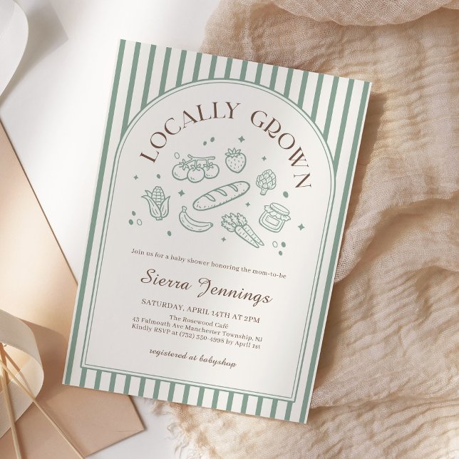 Lokalt Odlad Bondemarknad Baby Shower Inbjudningar (Skapare uppladdad)