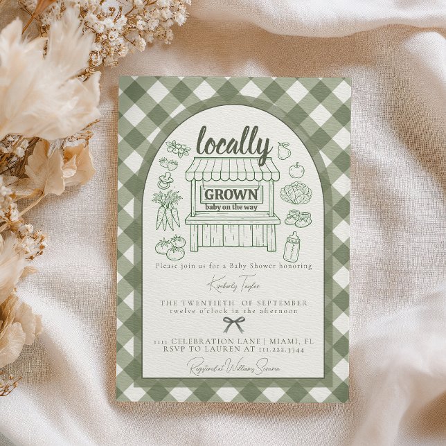 Lokalt Odlad Bondemarknad Baby Shower Inbjudningar (Skapare uppladdad)