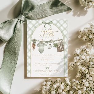 Lokalt Odlad Bondemarknad Baby Shower Inbjudningar