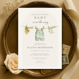 Lokalt Odlad Bondemarknad Baby Shower Inbjudningar