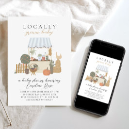 Lokalt Odlad Bondemarknad Baby Shower Inbjudningar