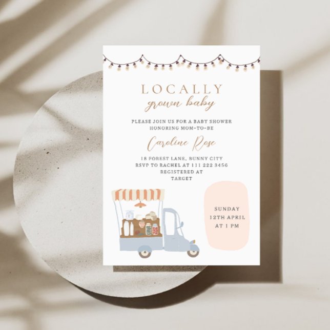 Lokalt Odlad Bondemarknad Baby Shower Inbjudningar (Skapare uppladdad)