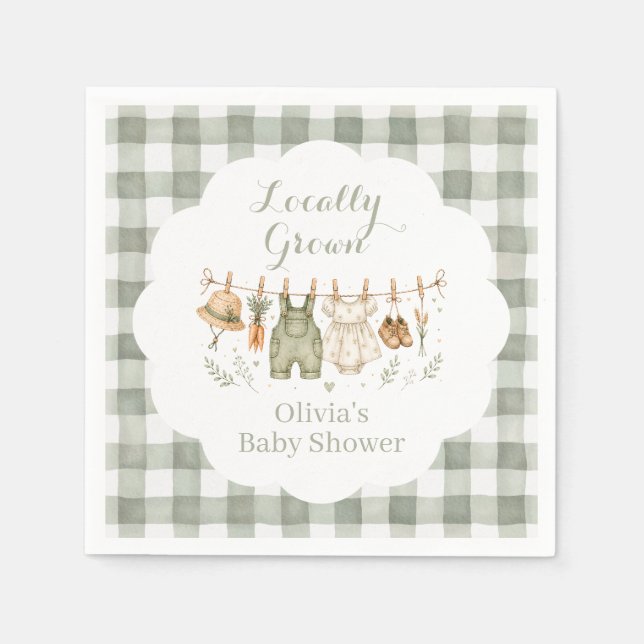 Lokalt odlad bondemarknad Baby Shower Pappersservett (Framsidan)