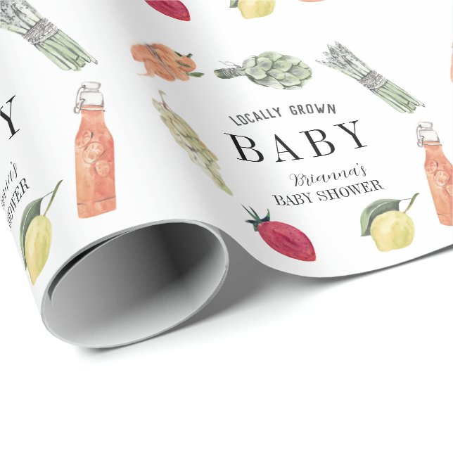 Lokalt Odlad Bondemarknad Baby Shower Presentpapper (Rullad Hörn)