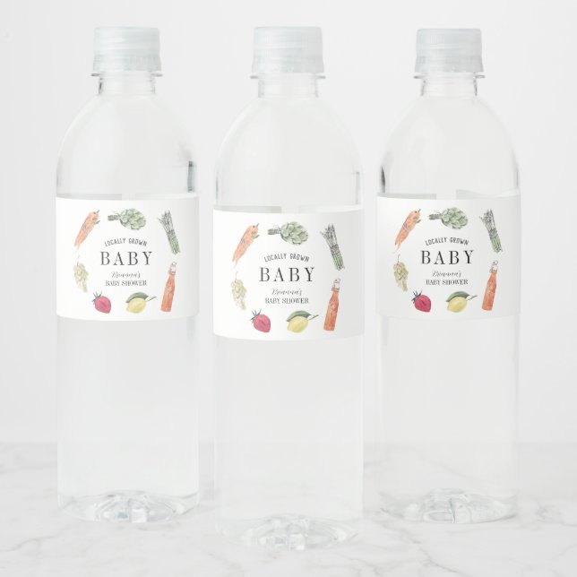 Lokalt Odlad Bondemarknad Baby Shower Vattenflaskor Etikett (Flaskor)