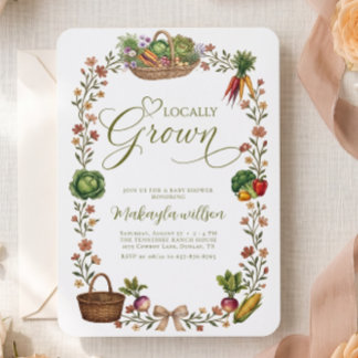 Lokalt Odlad Bondemarknad Trädgårds Baby Shower Inbjudningar