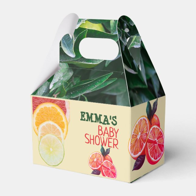 Lokalt Odlad Citrusfruktträdgård Baby Shower Presentaskar (Framsidan Sidan)