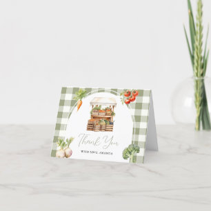 Lokalt odlad färskvarumarknadsbabyskor Gingham Tack Kort