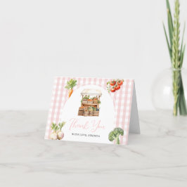 Lokalt odlad färskvarumarknadsbabyskor Gingham Tack Kort