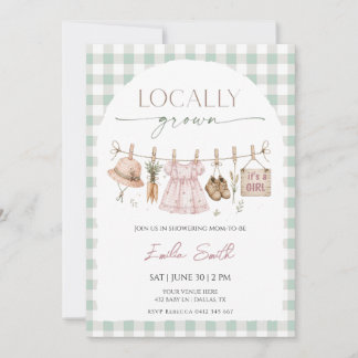Lokalt Odlad Flick Klädtork Baby Shower Inbjudningar