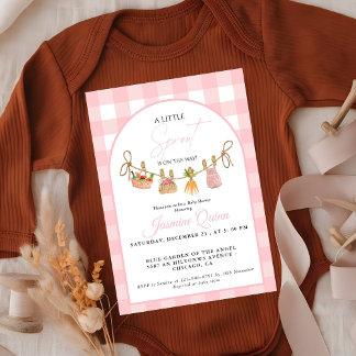 Lokalt odlad Flicka baby shower liten grodd Inbjudningar