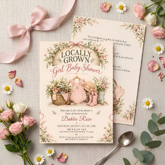 Lokalt Odlad Flickbonde Marknad Baby Shower Inbjudningar
